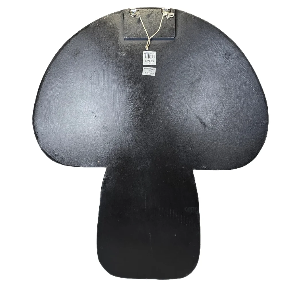 Earthbound Trading Company Large Mushroom Wood Shelf Moon Phases Crystal Display